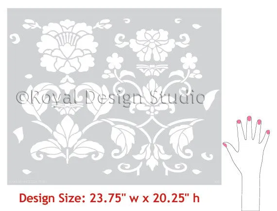 Butterfly & Peony Allover Wall Stencil