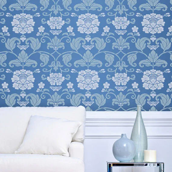 Butterfly & Peony Allover Wall Stencil