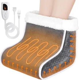 Electric Heated Foot Warmer - KLADNDER Heating Foot Warmer for Men & Women, Feet Warmer with 6 Temperature Setting 4 Timer Setting, Auto Shut Off Washable Inner Lining, Fast Heat Use for Winter Gifts