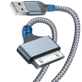Herfair USB to 30 Pin Charger Cable Nylon Braided USB Charging Cord Compatible with i-Phone 4/4s/3G/3GS, iPad 1 2 3, iPod Touch 4 3 2 1, iPod Classic 3 2 1 (3FT)