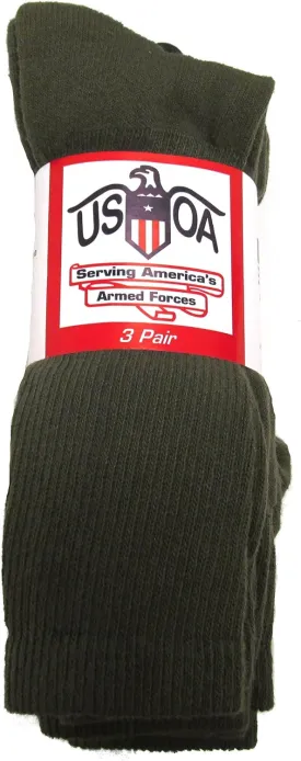 Men's Military Boot Socks Olive DRAB - 3 Pair - Medium