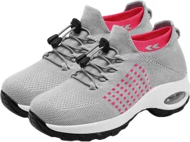 Orthopedic Sneakers for Women Men Adjustable Elastic Strap Trainers Shoes,Lightweight Breathable Damping Air Cushion Sneakers Non-Slip Platform Waterproof Comfort Soles Sports Shoes with Arch Support