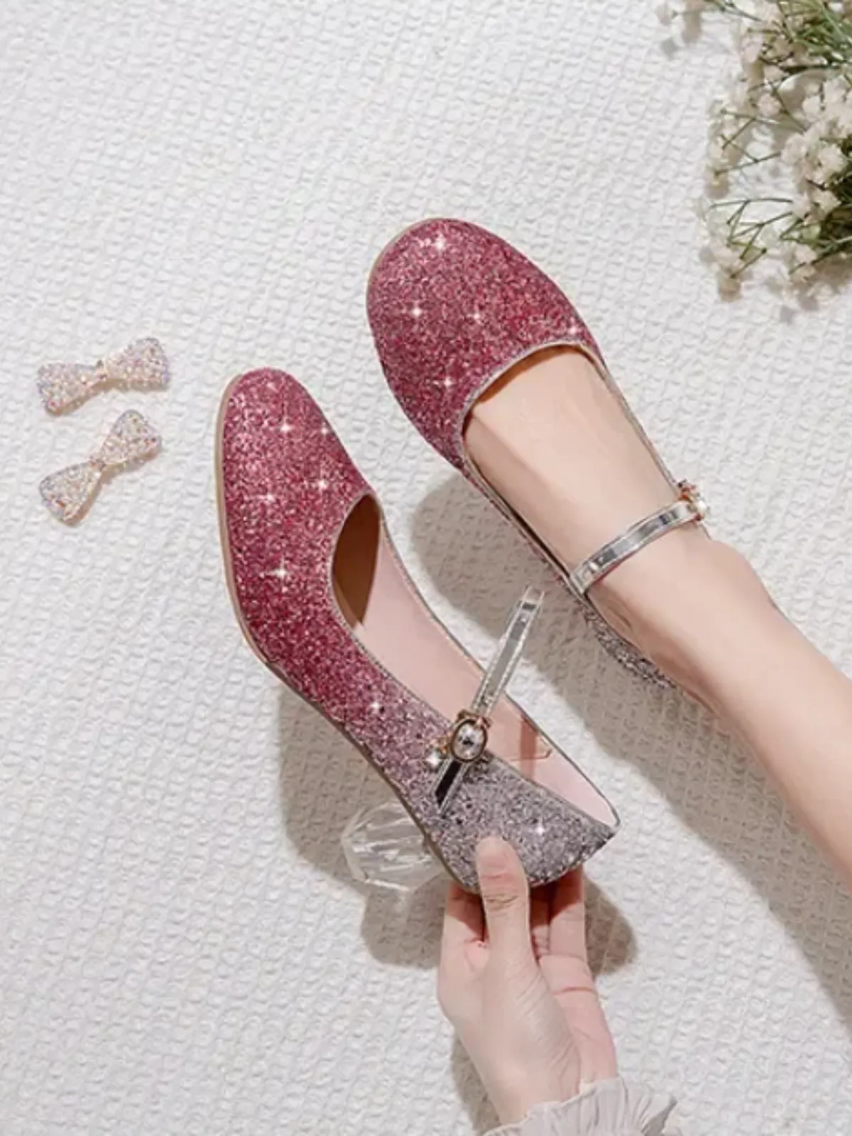 Pageant Queen Crystal Heel Glitter Mary Jane Shoes By Liv and Mia