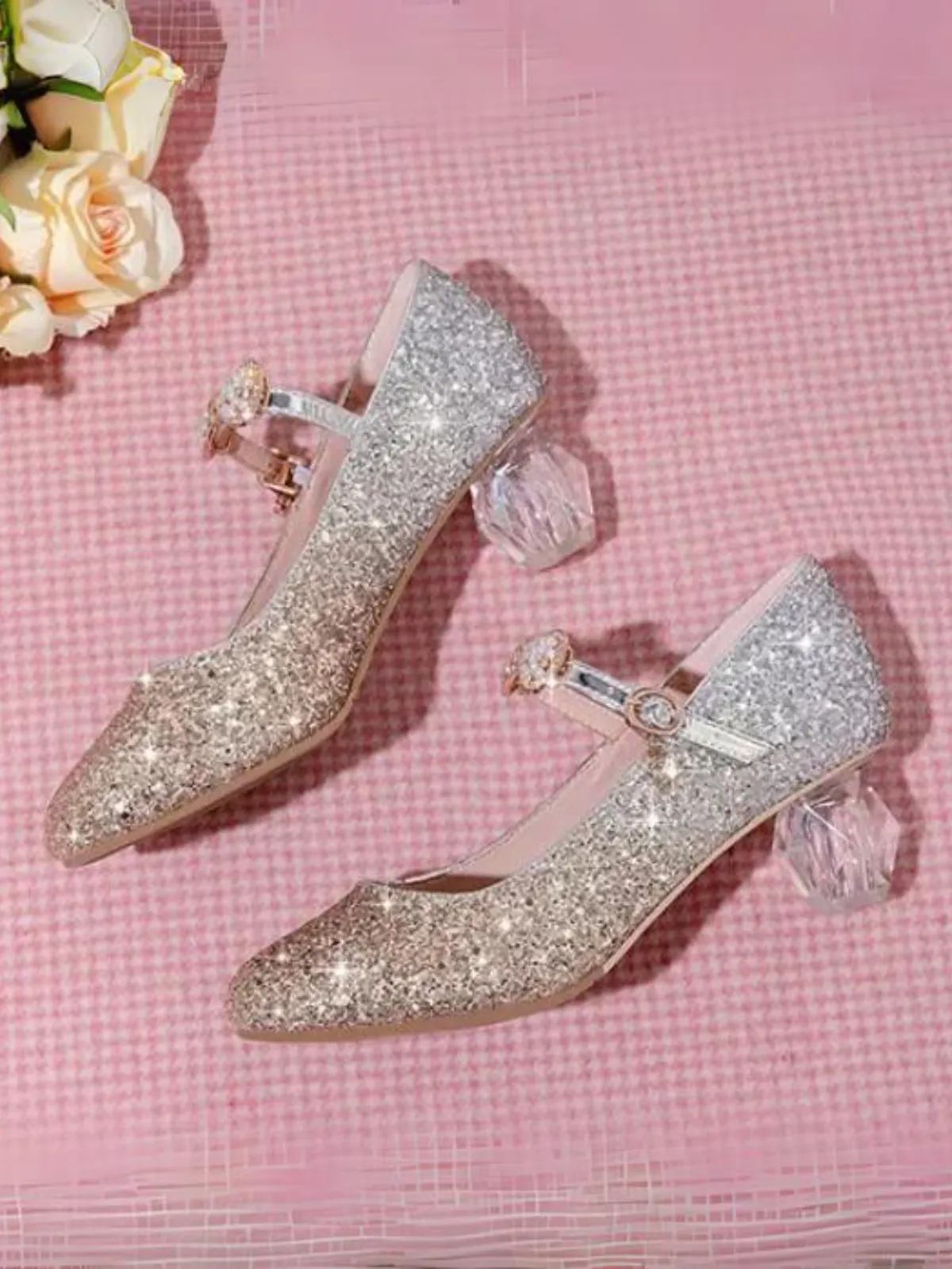 Pageant Queen Crystal Heel Glitter Mary Jane Shoes By Liv and Mia