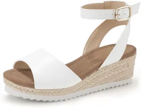 PANDANINJIA Girls Wedge Sandals Espadrilles Platform Heels for Girls Dress Shoes Ankle Strap Little Big Kids Sandals Summer Shoes
