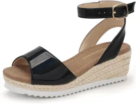 PANDANINJIA Girls Wedge Sandals Espadrilles Platform Heels for Girls Dress Shoes Ankle Strap Little Big Kids Sandals Summer Shoes