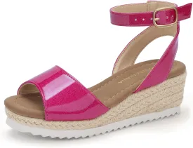 PANDANINJIA Girls Wedge Sandals Espadrilles Platform Heels for Girls Dress Shoes Ankle Strap Little Big Kids Sandals Summer Shoes