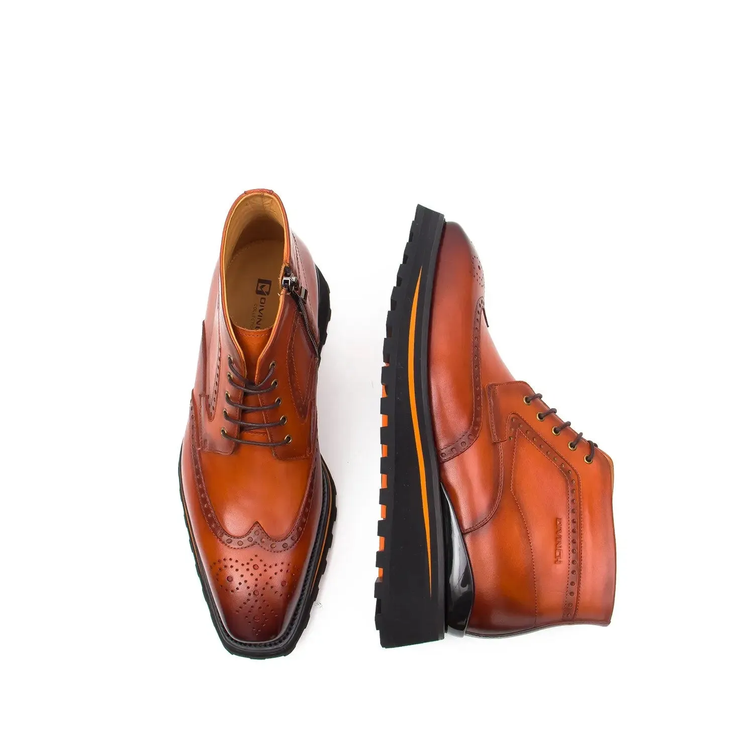Zipper Brogue Martin Boots 2890 Brown
