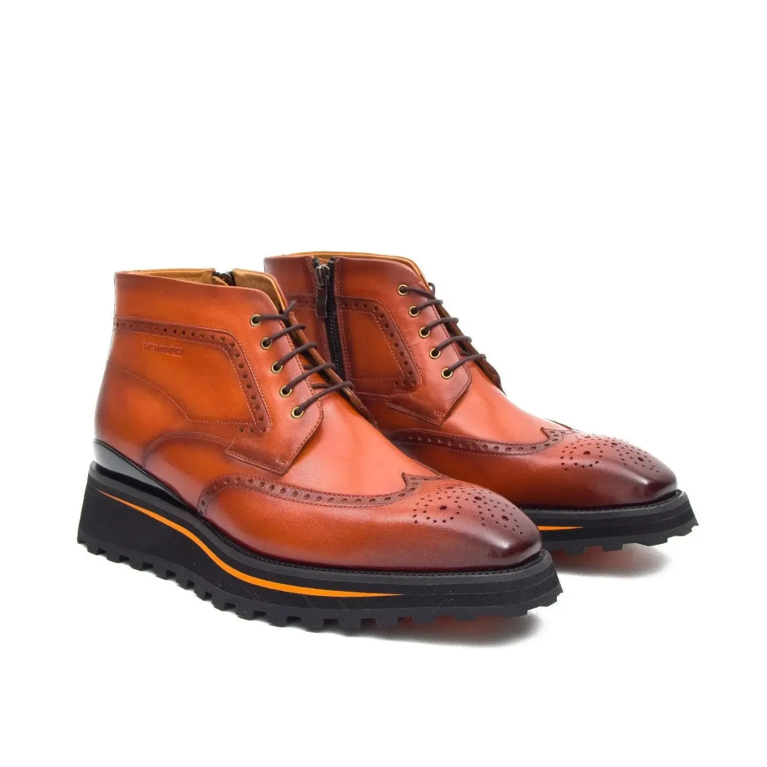 Zipper Brogue Martin Boots 2890 Brown