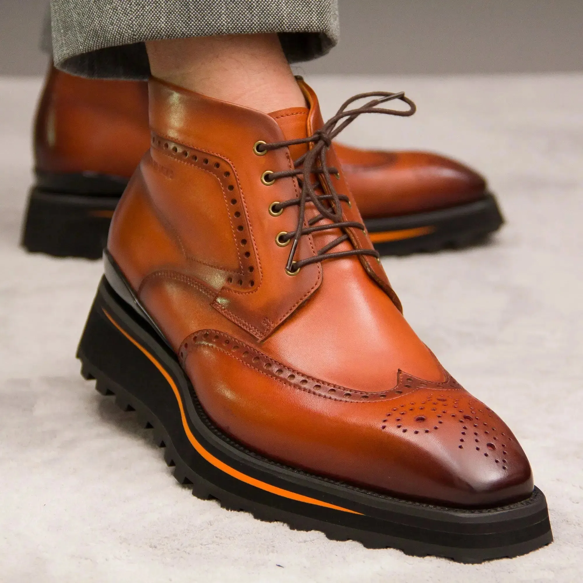Zipper Brogue Martin Boots 2890 Brown