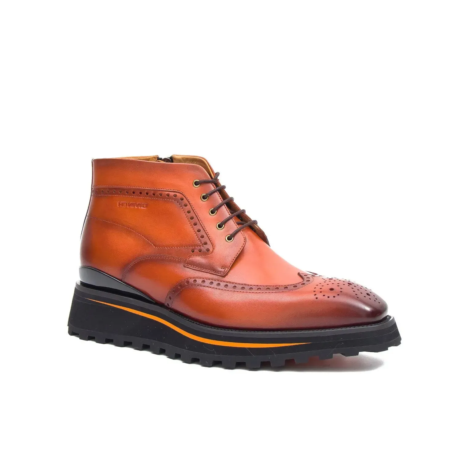 Zipper Brogue Martin Boots 2890 Brown
